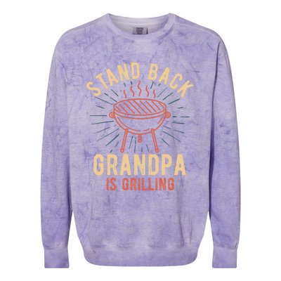 Stand Back Grandpa Is Grilling Vintage Gift For Him BBQ Fun Colorblast Crewneck Sweatshirt