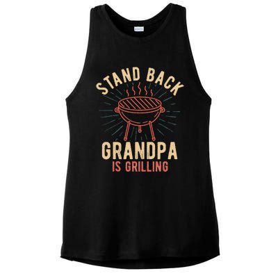 Stand Back Grandpa Is Grilling Vintage Gift For Him BBQ Fun Ladies PosiCharge Tri-Blend Wicking Tank