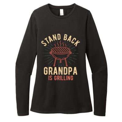 Stand Back Grandpa Is Grilling Vintage Gift For Him BBQ Fun Womens CVC Long Sleeve Shirt