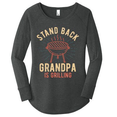 Stand Back Grandpa Is Grilling Vintage Gift For Him BBQ Fun Women's Perfect Tri Tunic Long Sleeve Shirt