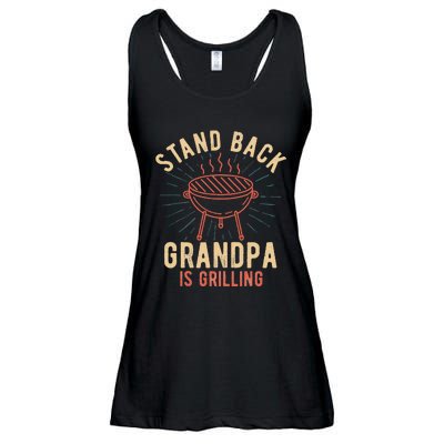 Stand Back Grandpa Is Grilling Vintage Gift For Him BBQ Fun Ladies Essential Flowy Tank