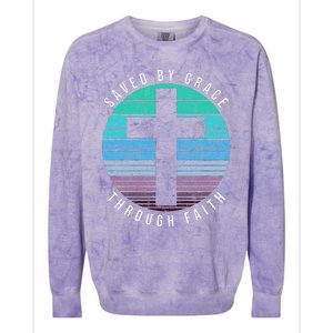 Saved By Grace Through Faith Ephesians 28 Bible Religious Colorblast Crewneck Sweatshirt