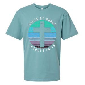 Saved By Grace Through Faith Ephesians 28 Bible Religious Sueded Cloud Jersey T-Shirt