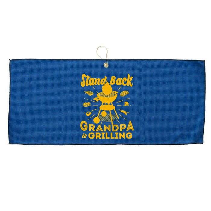 Stand Back Grandpa Is Grilling Large Microfiber Waffle Golf Towel