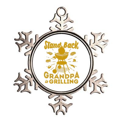 Stand Back Grandpa Is Grilling Metallic Star Ornament