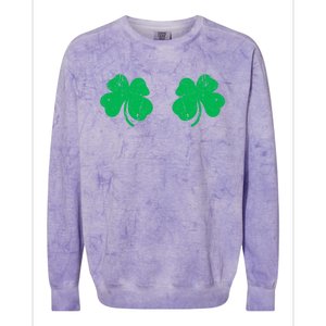 Shamrock Boobs Gift Irish St Patricks Day Gift Cool Gift Colorblast Crewneck Sweatshirt