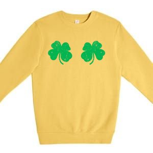 Shamrock Boobs Gift Irish St Patricks Day Gift Cool Gift Premium Crewneck Sweatshirt