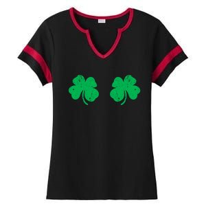 Shamrock Boobs Gift Irish St Patricks Day Gift Cool Gift Ladies Halftime Notch Neck Tee