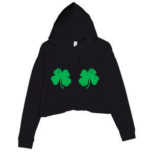 Shamrock Boobs Gift Irish St Patricks Day Gift Cool Gift Crop Fleece Hoodie