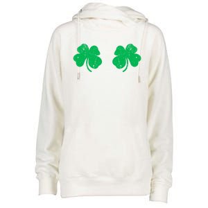 Shamrock Boobs Gift Irish St Patricks Day Gift Cool Gift Womens Funnel Neck Pullover Hood