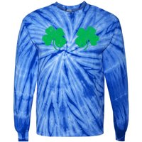 Shamrock Boobs Gift Irish St Patricks Day Gift Cool Gift Tie-Dye Long Sleeve Shirt