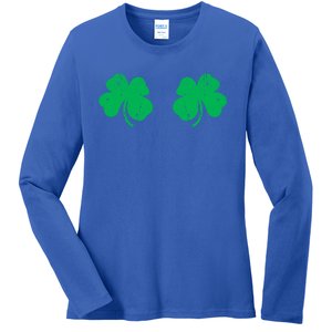 Shamrock Boobs Gift Irish St Patricks Day Gift Cool Gift Ladies Long Sleeve Shirt