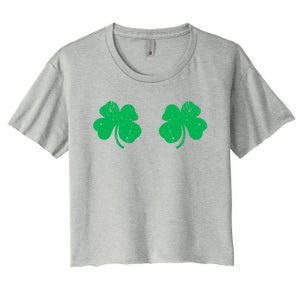 Shamrock Boobs Gift Irish St Patricks Day Gift Cool Gift Women's Crop Top Tee