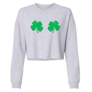 Shamrock Boobs Gift Irish St Patricks Day Gift Cool Gift Cropped Pullover Crew