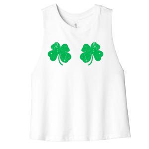 Shamrock Boobs Gift Irish St Patricks Day Gift Cool Gift Women's Racerback Cropped Tank