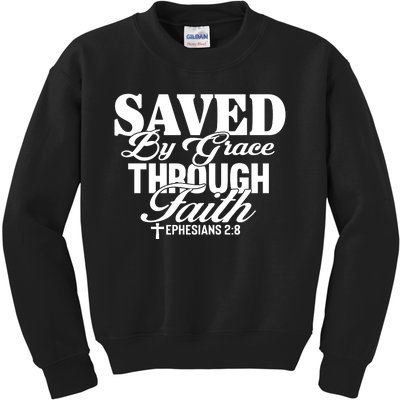 Saved By Grace Through Faith T Kids Sweatshirt