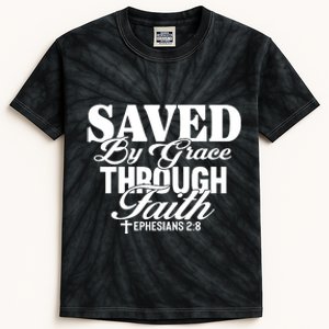 Saved By Grace Through Faith T Kids Tie-Dye T-Shirt