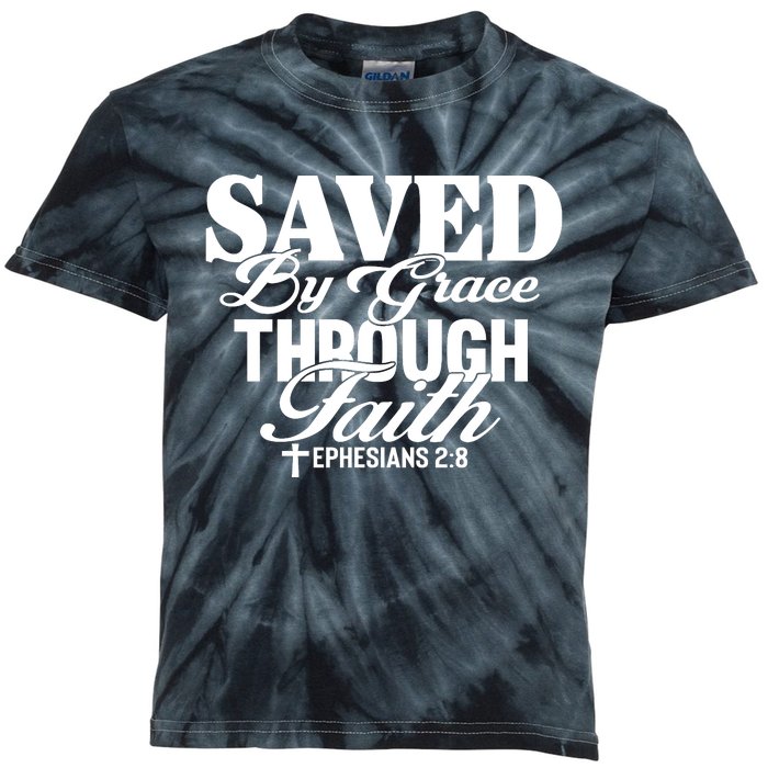 Saved By Grace Through Faith T Kids Tie-Dye T-Shirt