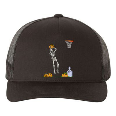 Skeleton Basketball Halloween Pumpkin Yupoong Adult 5-Panel Trucker Hat