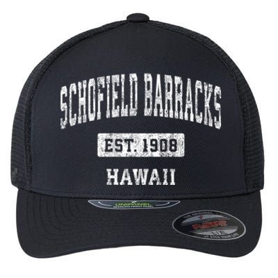 Schofield Barracks Hawaii Hi Vintage Sports Established Flexfit Unipanel Trucker Cap