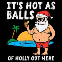 Santa Beach Hot As Balls Of Holly Funny Christmas In July Cooling Performance Crew T-Shirt