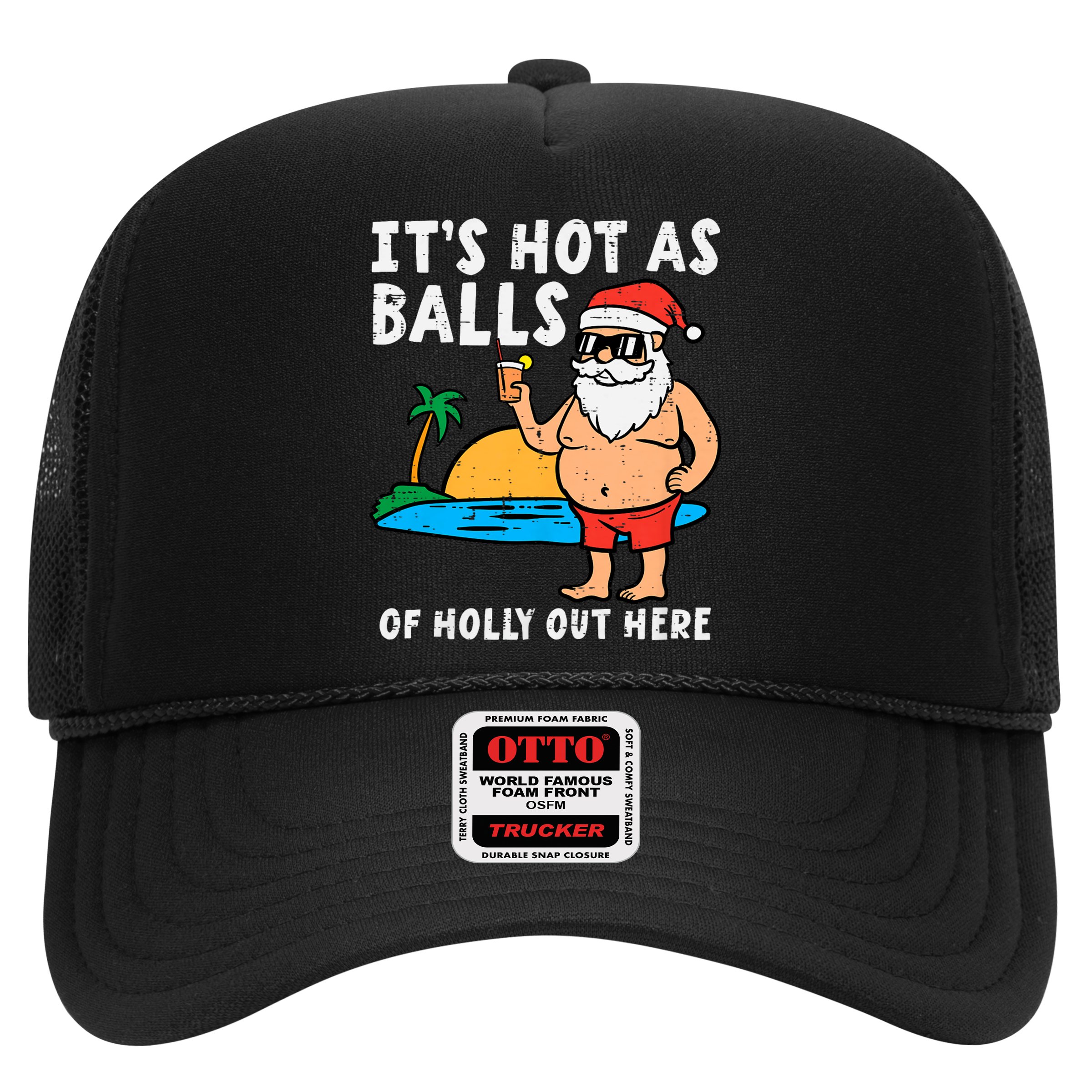 Santa Beach Hot As Balls Of Holly Funny Christmas In July Hat