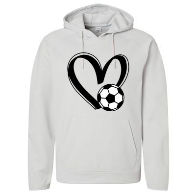 Soccer Ball Heart Gift Performance Fleece Hoodie