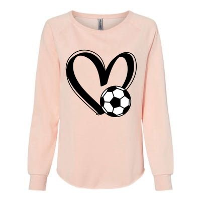 Soccer Ball Heart Gift Womens California Wash Sweatshirt