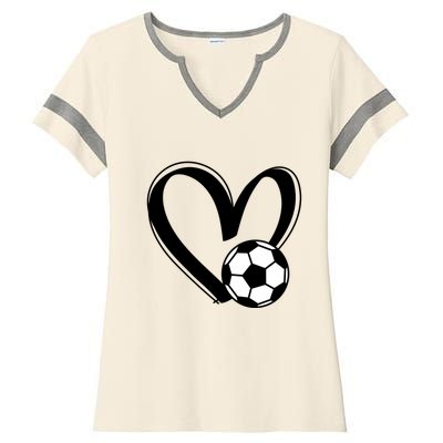 Soccer Ball Heart Gift Ladies Halftime Notch Neck Tee