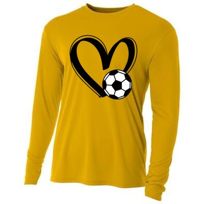 Soccer Ball Heart Gift Cooling Performance Long Sleeve Crew