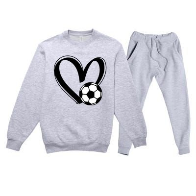 Soccer Ball Heart Gift Premium Crewneck Sweatsuit Set