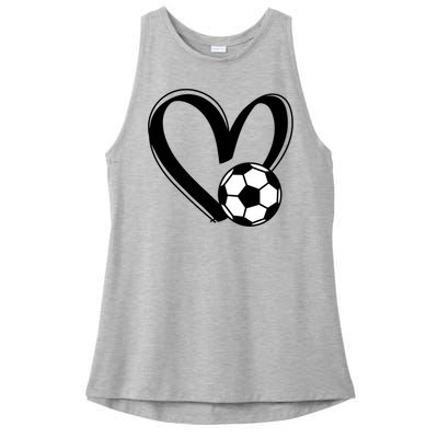 Soccer Ball Heart Gift Ladies PosiCharge Tri-Blend Wicking Tank