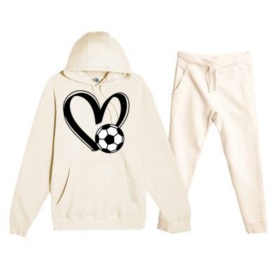 Soccer Ball Heart Gift Premium Hooded Sweatsuit Set