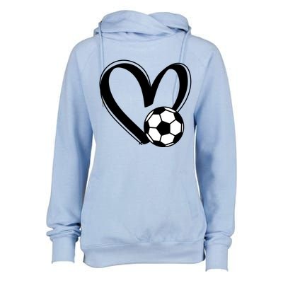 Soccer Ball Heart Gift Womens Funnel Neck Pullover Hood