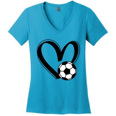 Soccer Ball Heart Gift Women's V-Neck T-Shirt