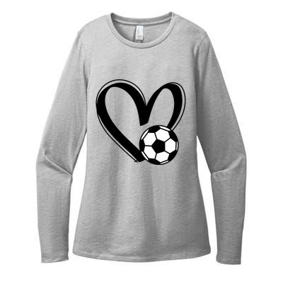 Soccer Ball Heart Gift Womens CVC Long Sleeve Shirt