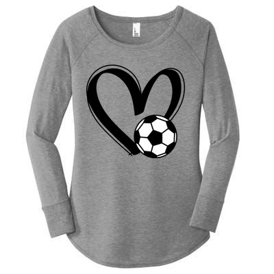 Soccer Ball Heart Gift Women's Perfect Tri Tunic Long Sleeve Shirt