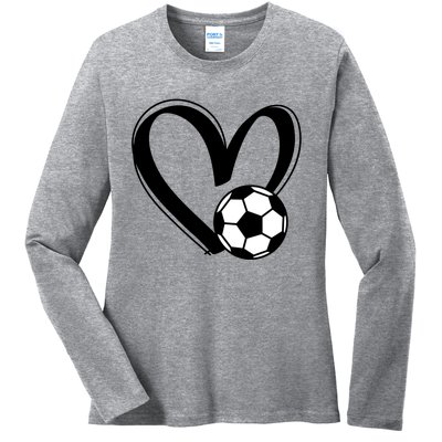 Soccer Ball Heart Gift Ladies Long Sleeve Shirt