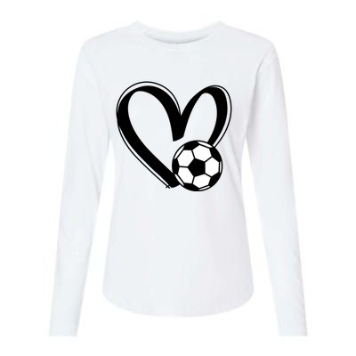 Soccer Ball Heart Gift Womens Cotton Relaxed Long Sleeve T-Shirt