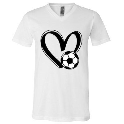 Soccer Ball Heart Gift V-Neck T-Shirt