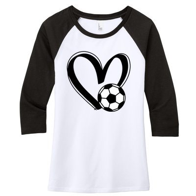 Soccer Ball Heart Gift Women's Tri-Blend 3/4-Sleeve Raglan Shirt