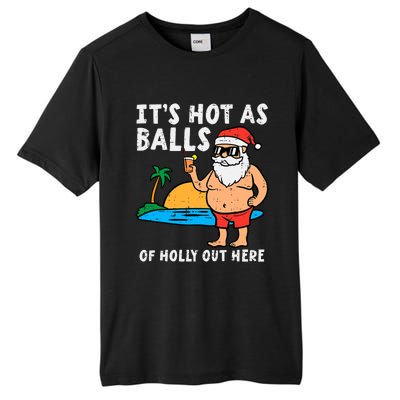 Santa Beach Hot As Balls Of Holly Funny Christmas In July Tall Fusion ChromaSoft Performance T-Shirt