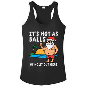 Santa Beach Hot As Balls Of Holly Funny Christmas In July Ladies PosiCharge Competitor Racerback Tank