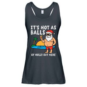 Santa Beach Hot As Balls Of Holly Funny Christmas In July Ladies Essential Flowy Tank