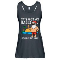 Santa Beach Hot As Balls Of Holly Funny Christmas In July Ladies Essential Flowy Tank