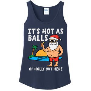 Santa Beach Hot As Balls Of Holly Funny Christmas In July Ladies Essential Tank