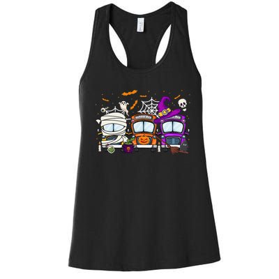 School Bus Halloween Costume Funny Bus Driver Women's Racerback Tank