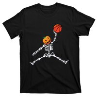 Skeleton Basketball Halloween Pumpkin Slam Dunk T-Shirt