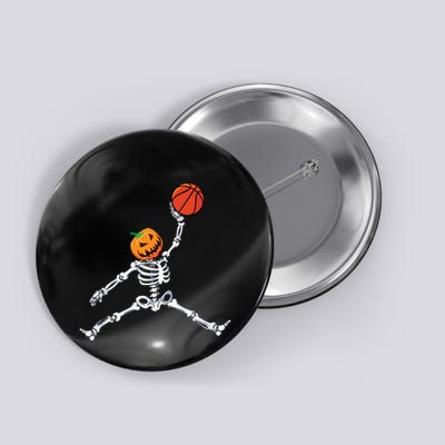 Skeleton Basketball Halloween Pumpkin Slam Dunk Button