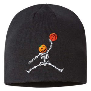 Skeleton Basketball Halloween Pumpkin Slam Dunk Sustainable Beanie